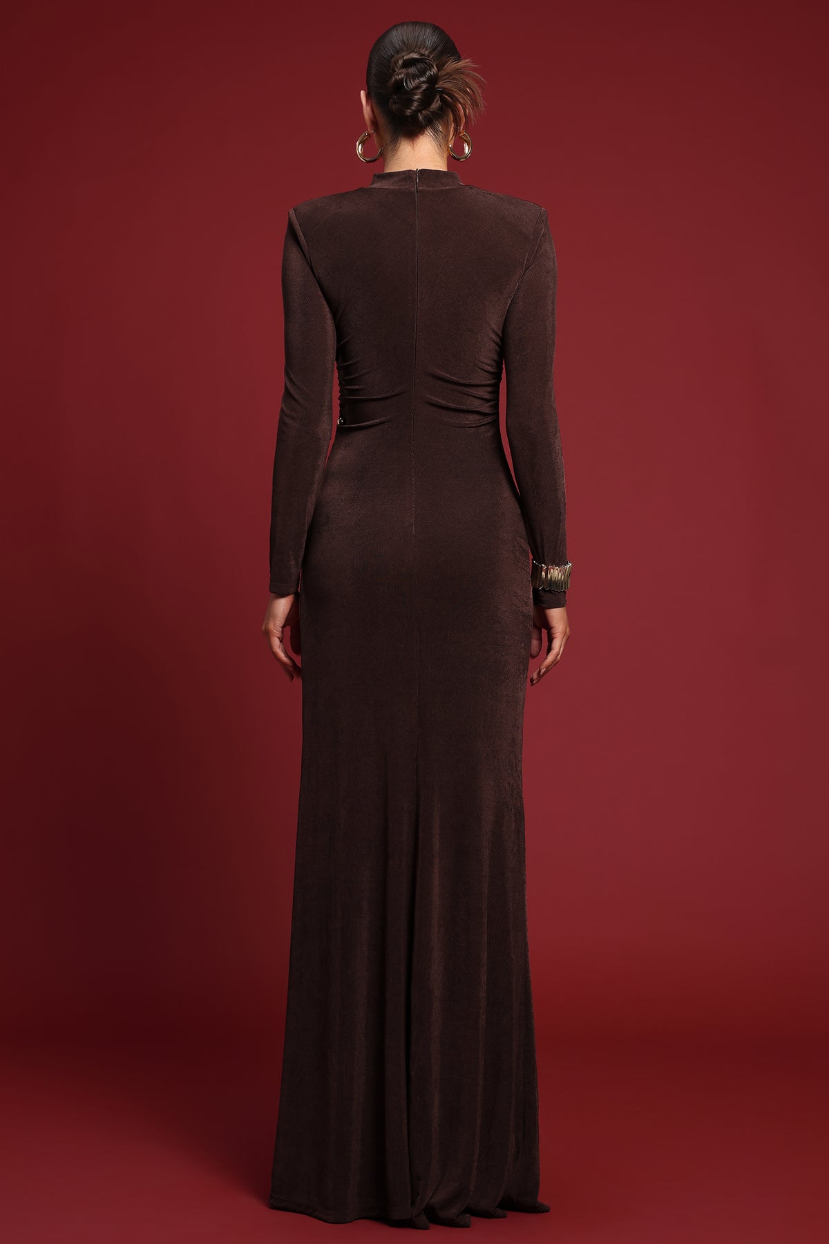 Ivy Long Sleeve Gathered Knit Maxi Dress