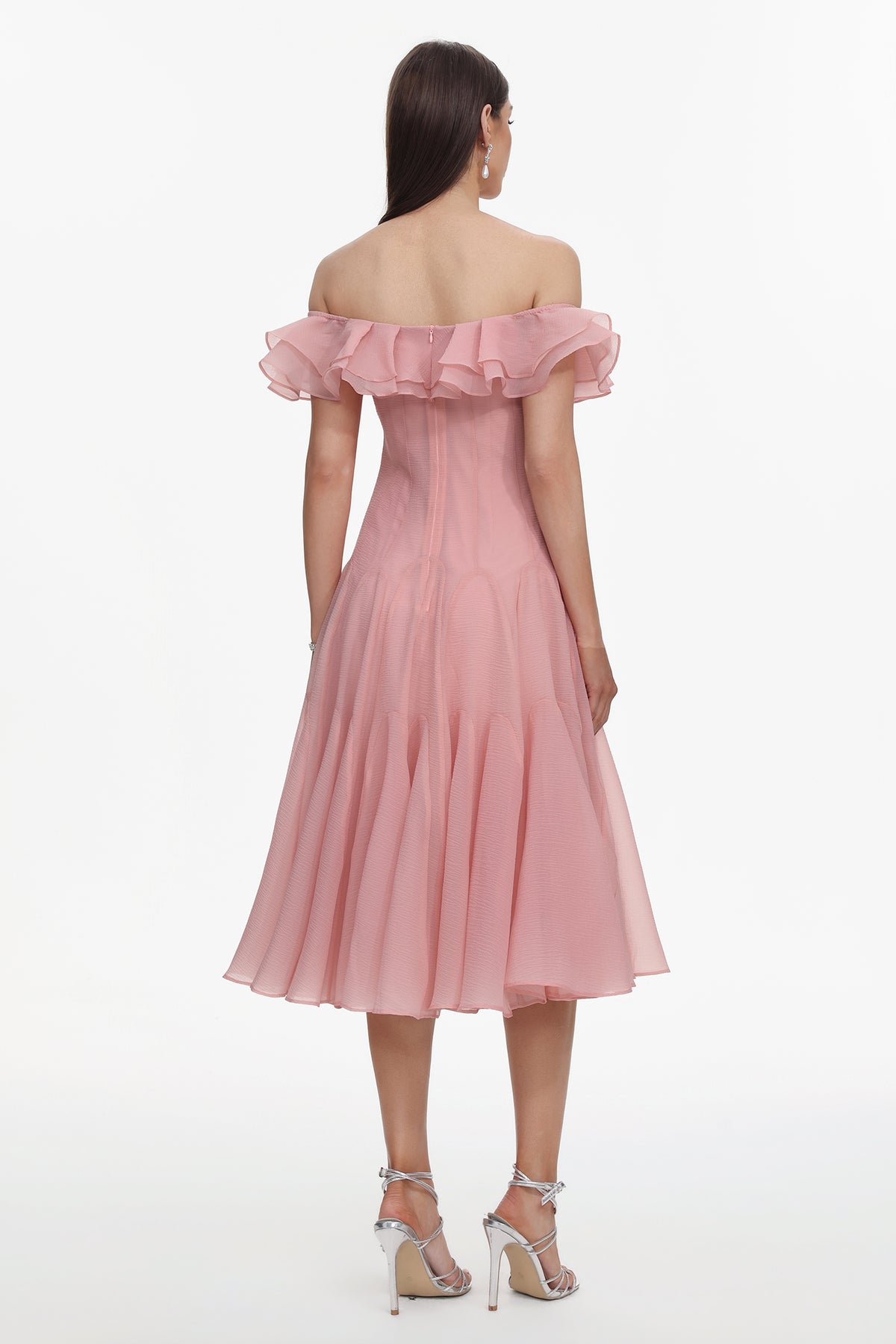 Wika Flowy Off Shoulder Ruffle Midi Dress
