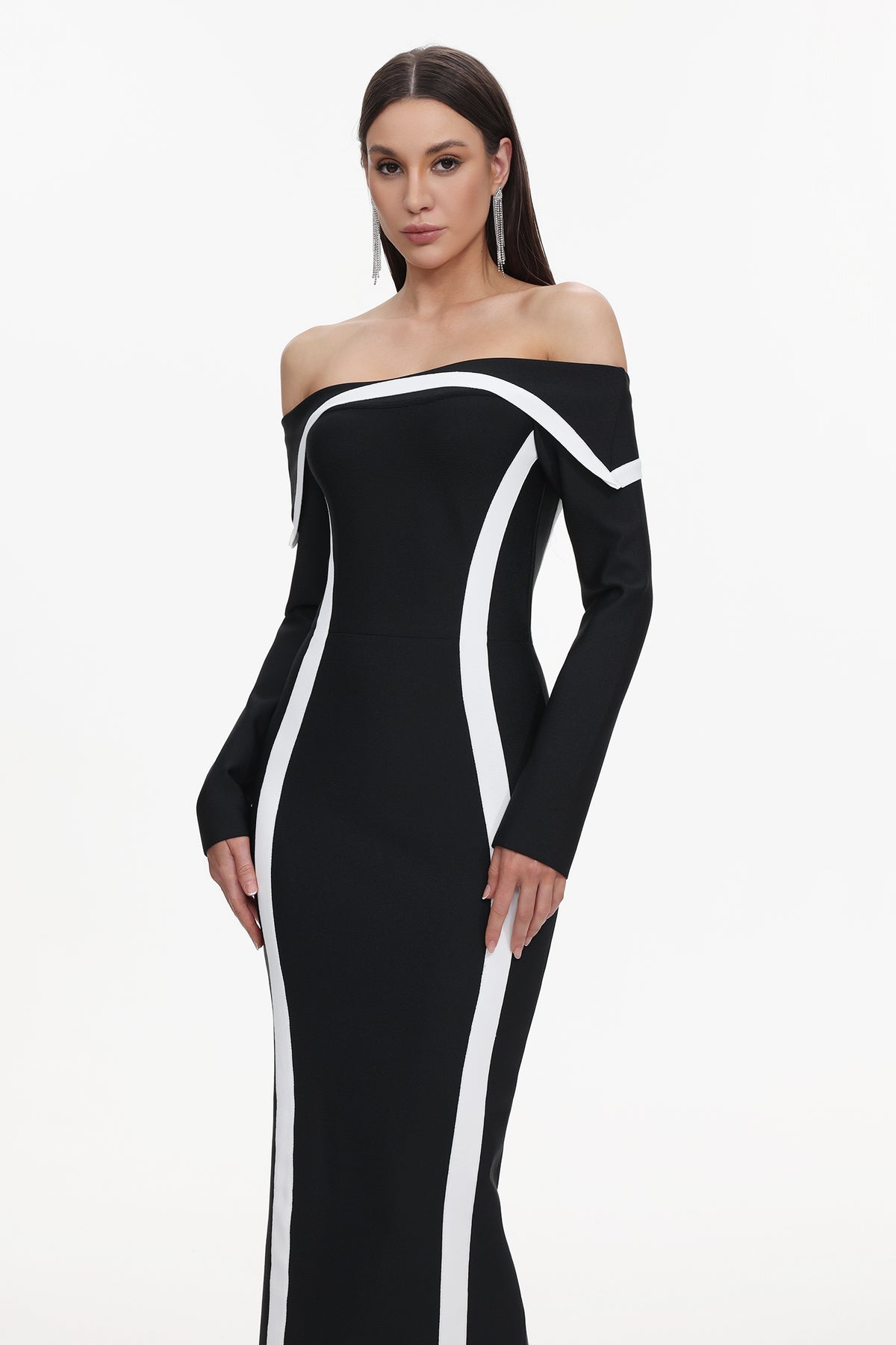 Hilda Off-the-Shoulder Long Sleeve Maxi Dress