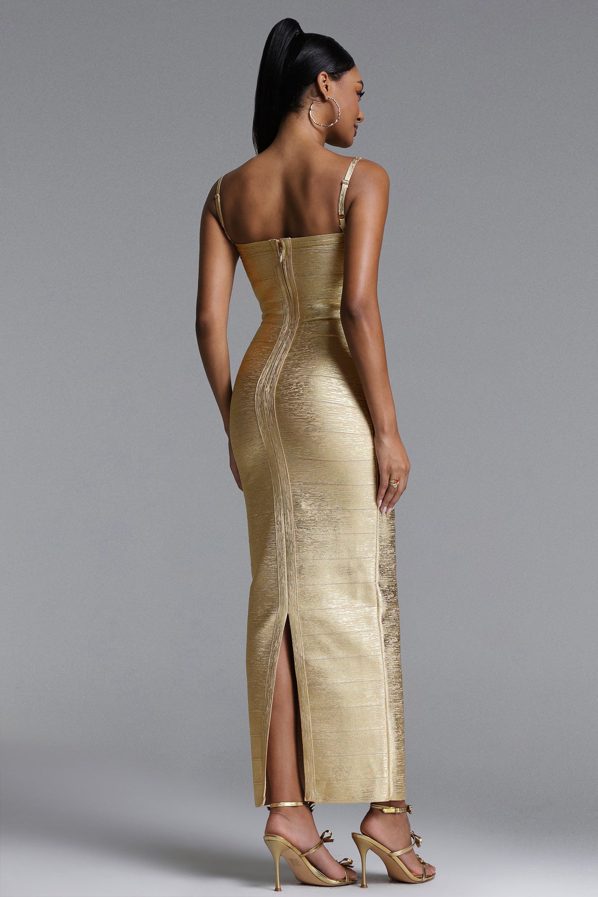 Lionce Metallic Bandage Maxi Dress
