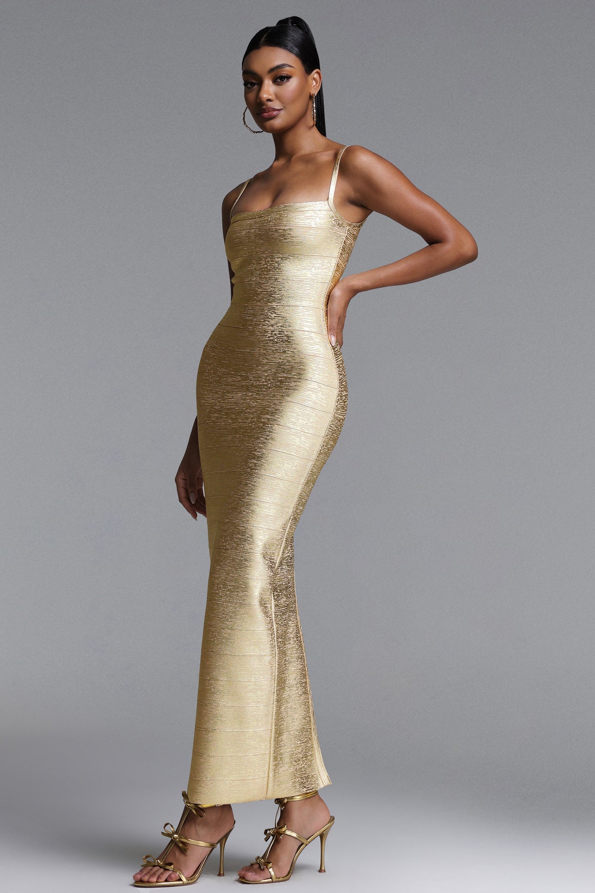 Lionce Metallic Bandage Maxi Dress