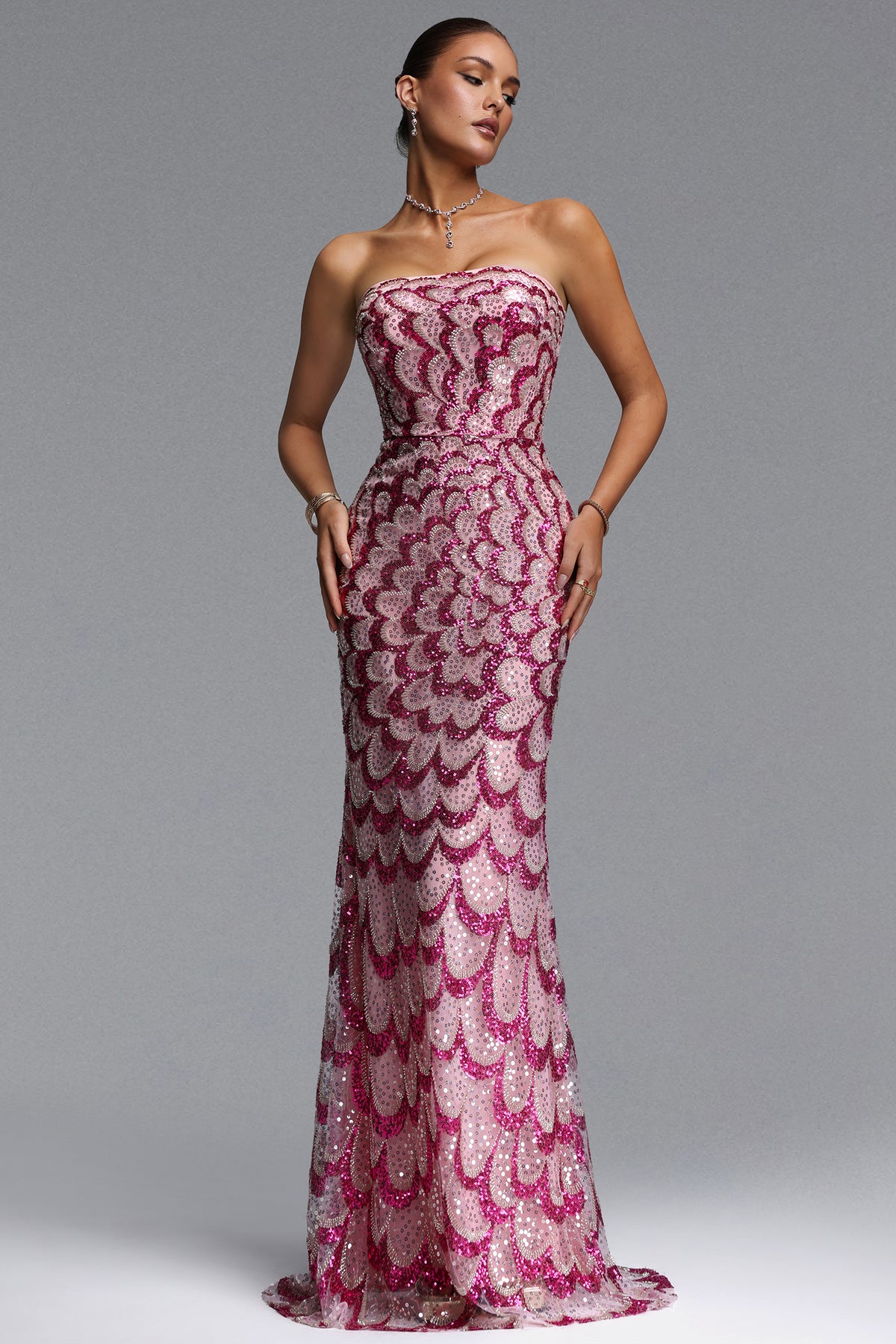 Facia Strapless Sequin Maxi Dress