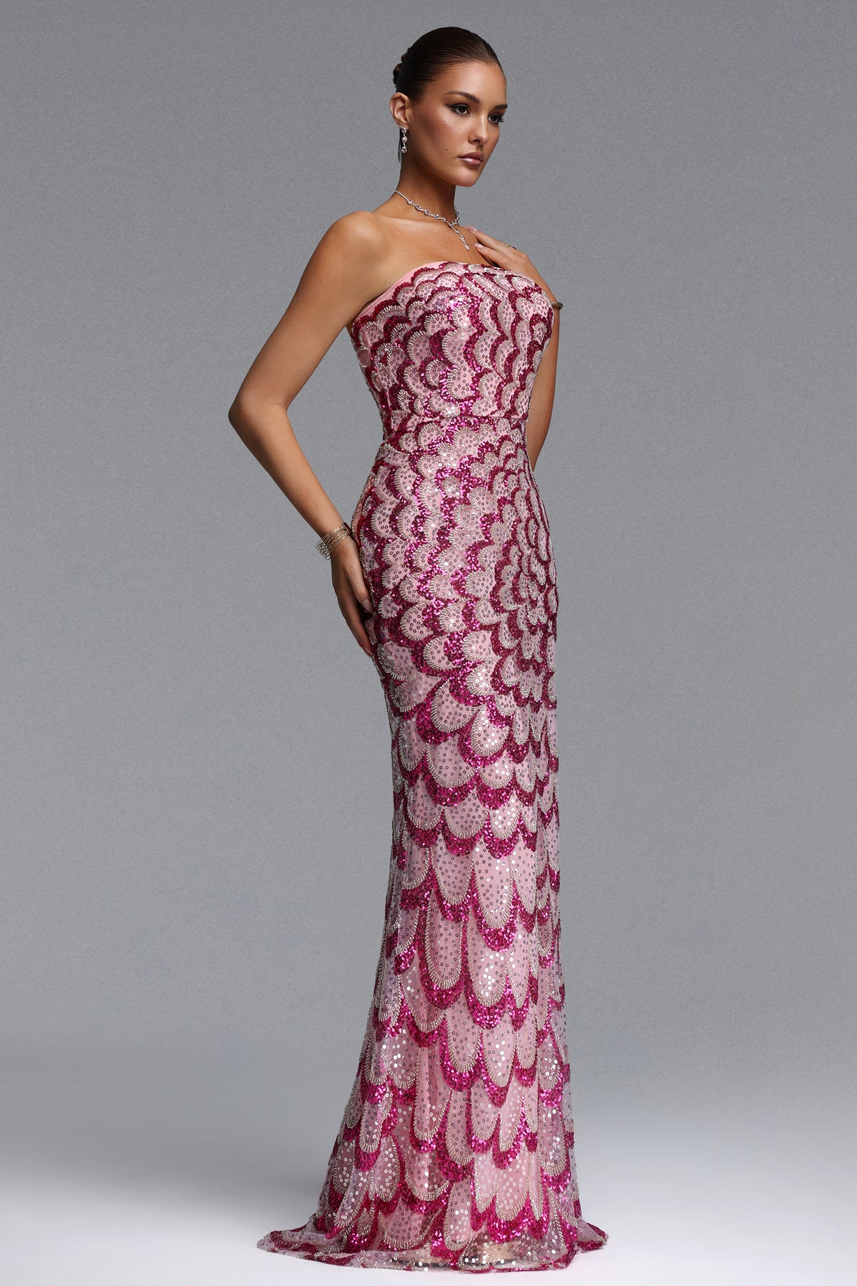 Facia Strapless Sequin Maxi Dress