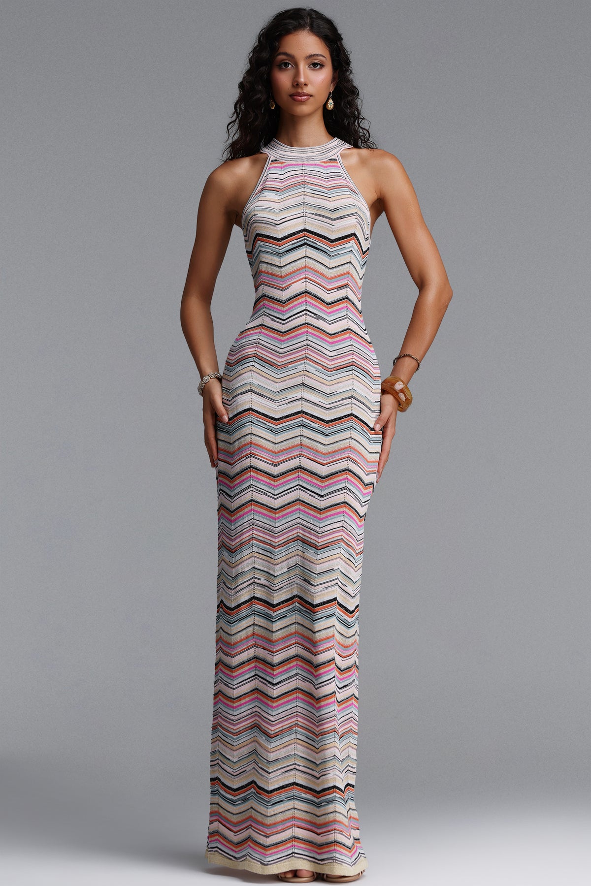 Tiza Sleeveless Striped Knit Maxi Dress