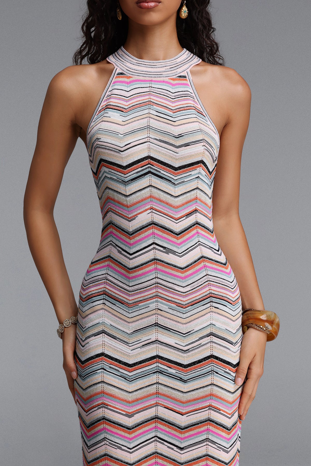 Tiza Sleeveless Striped Knit Maxi Dress