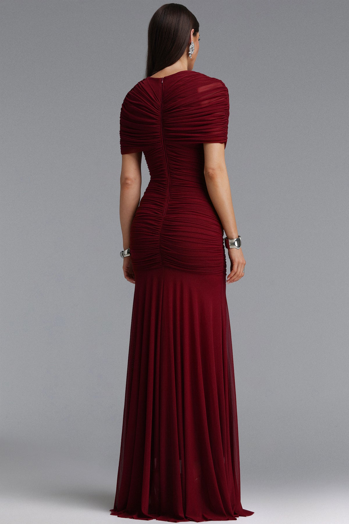 Tiza Draped Ruched Knitted Maxi Dress
