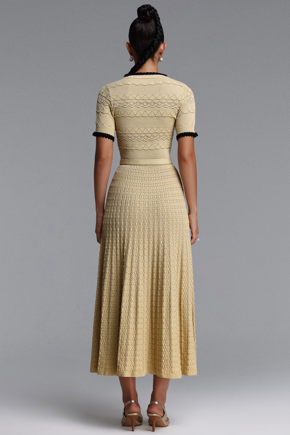 Wagani Round Neck Short Sleeve Knit Maxi Dress