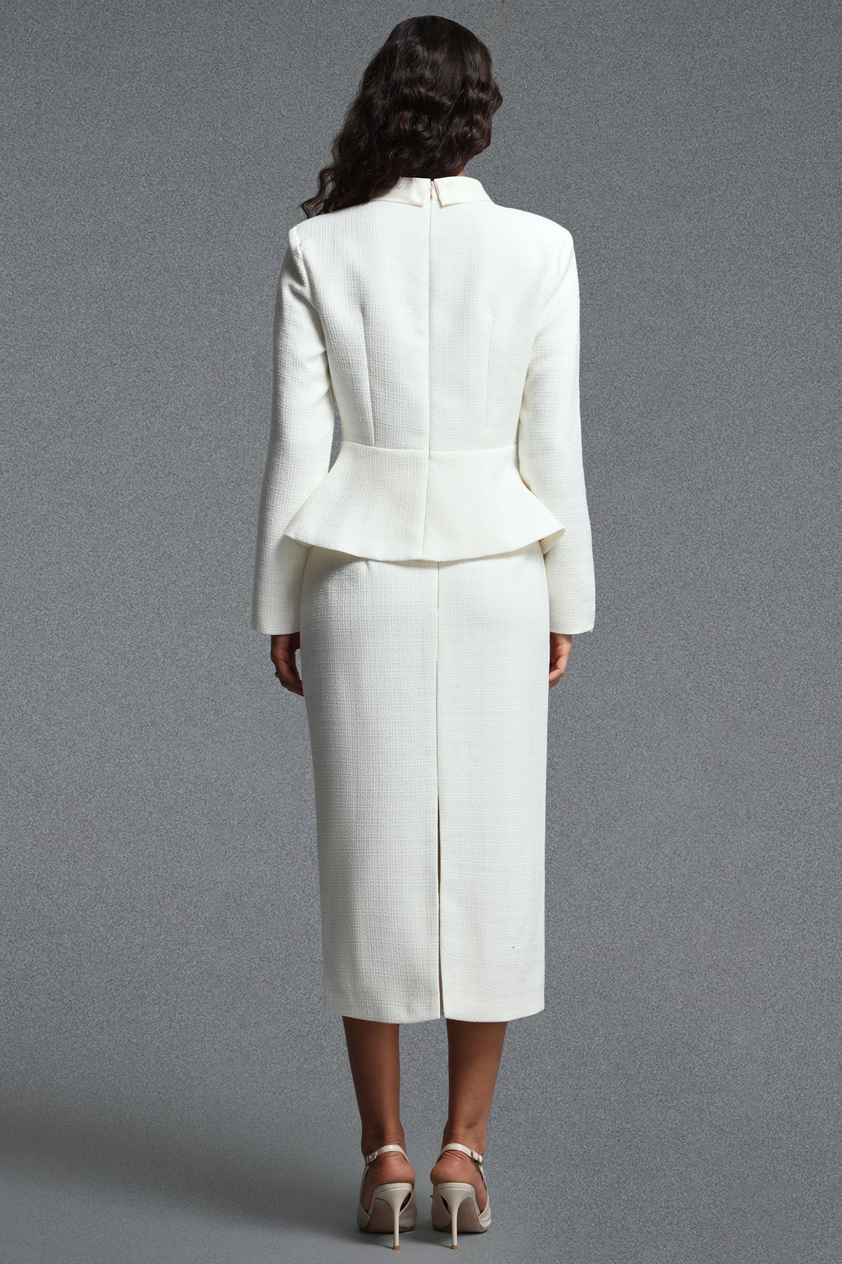 Ziriy Long Sleeve Tweed Top and Skirt Two-Piece Set