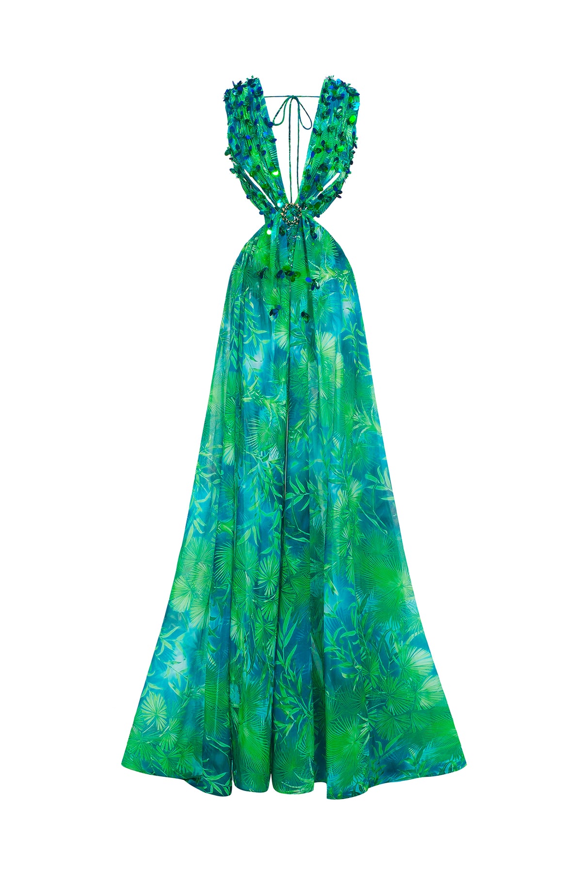 Yoland Printed Embellished Maxi Dress