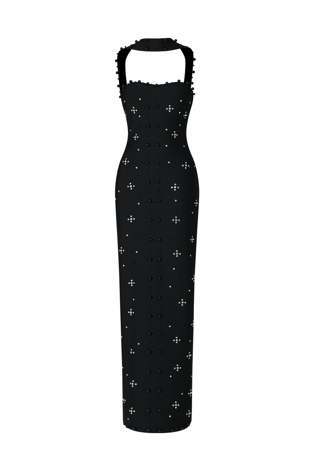 Nesya Sleeveless Pearl Bandage Maxi Dress