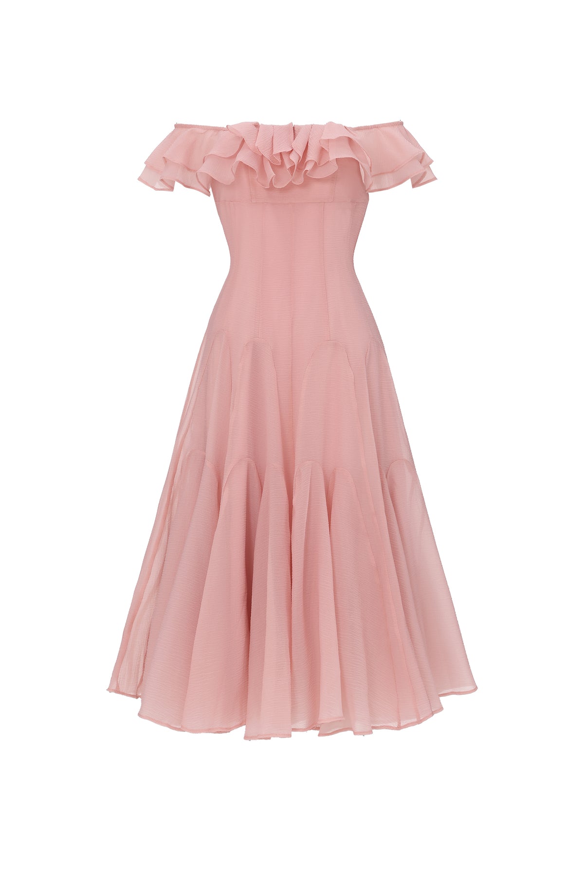 Wika Flowy Off Shoulder Ruffle Midi Dress
