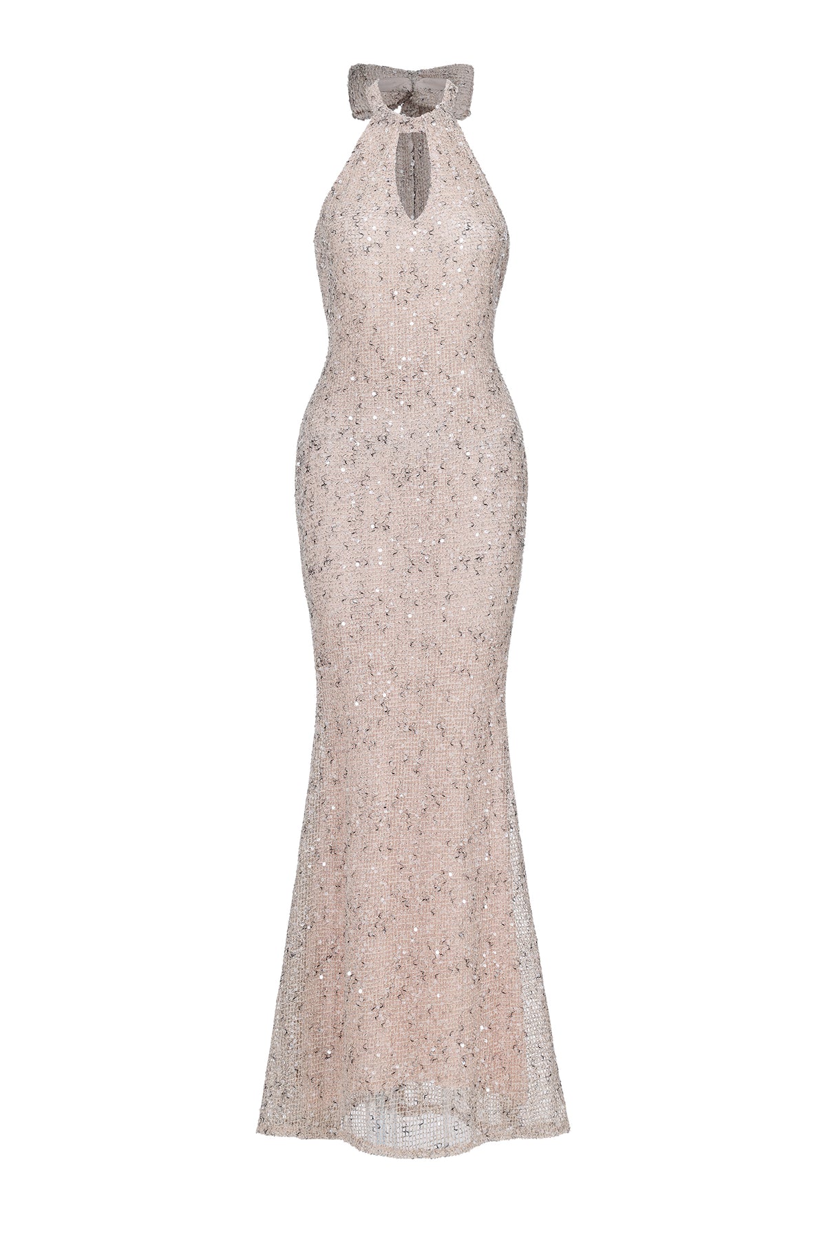 Saslim Halter Cut Out Sequin Maxi Dress