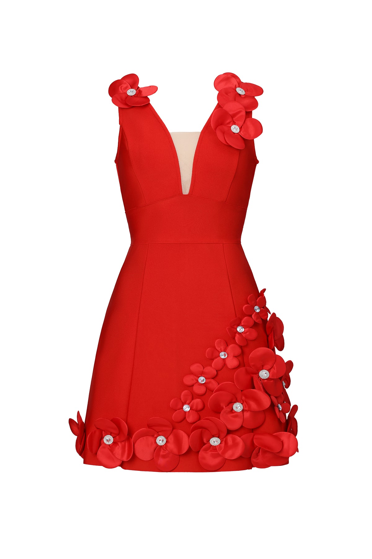 Juyce Deep V Floral Bandage Mini Dress