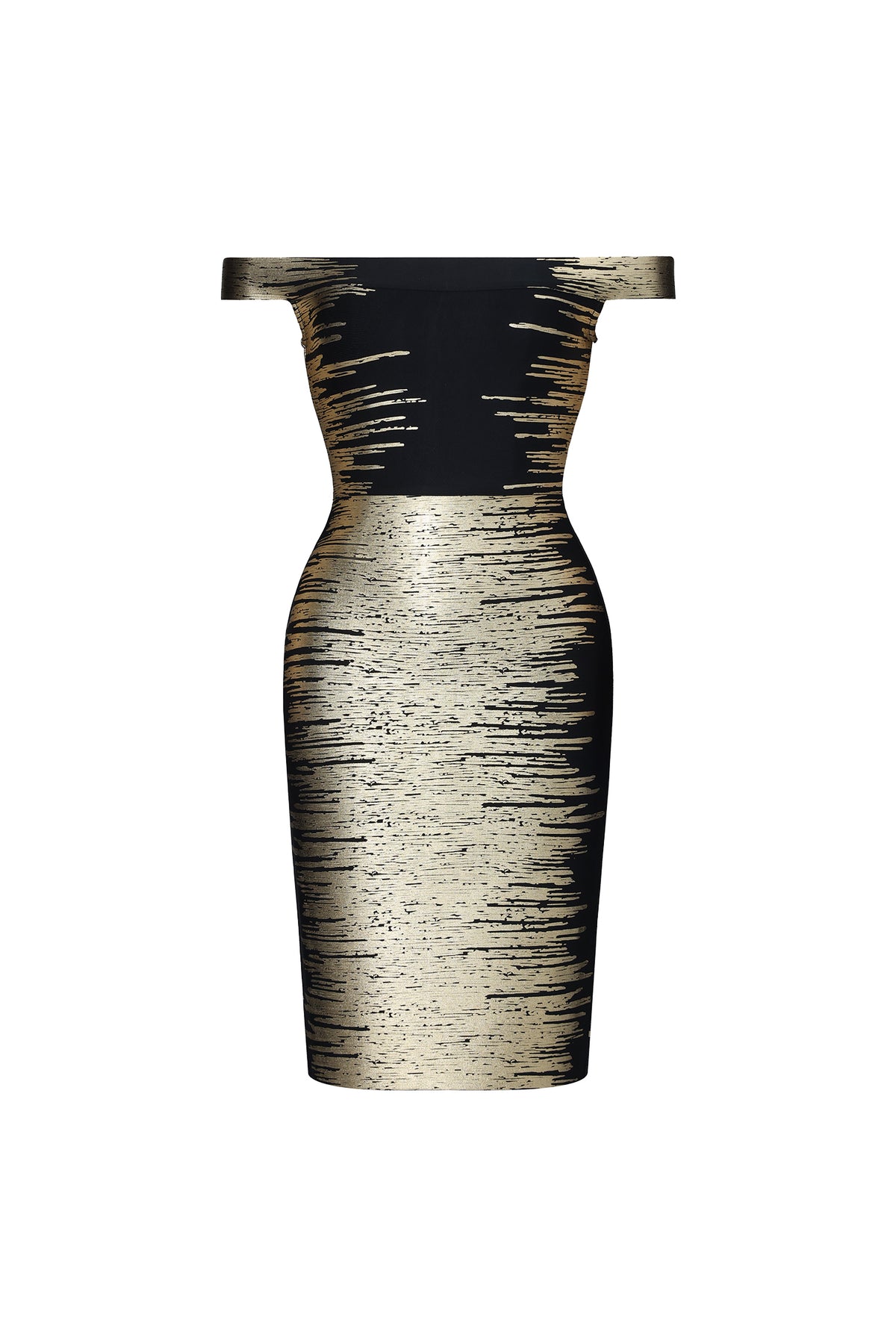 Racy Off Shoulder Metallic Bandage Mini Dress