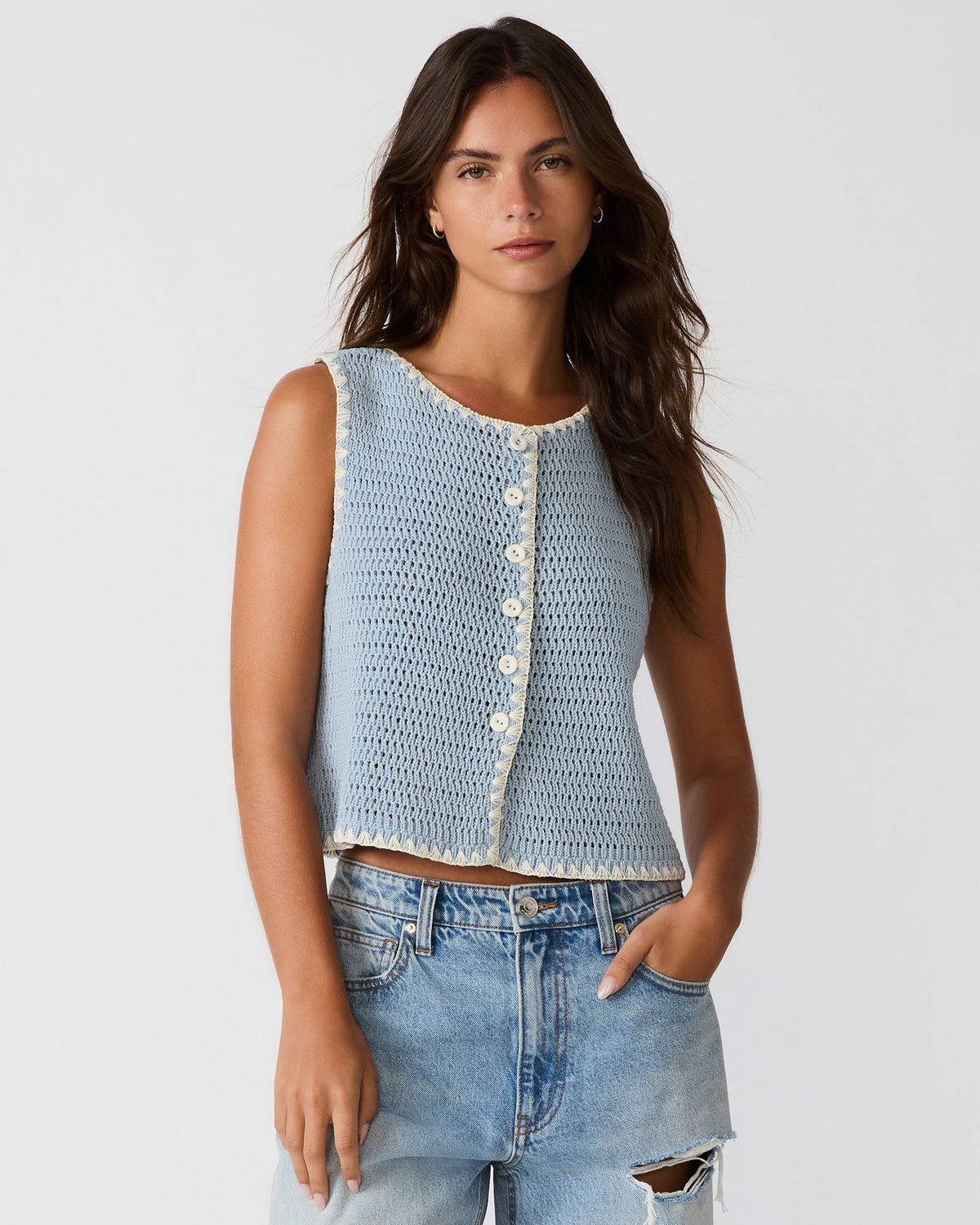 Annya Sweater Vest – Blue Ice