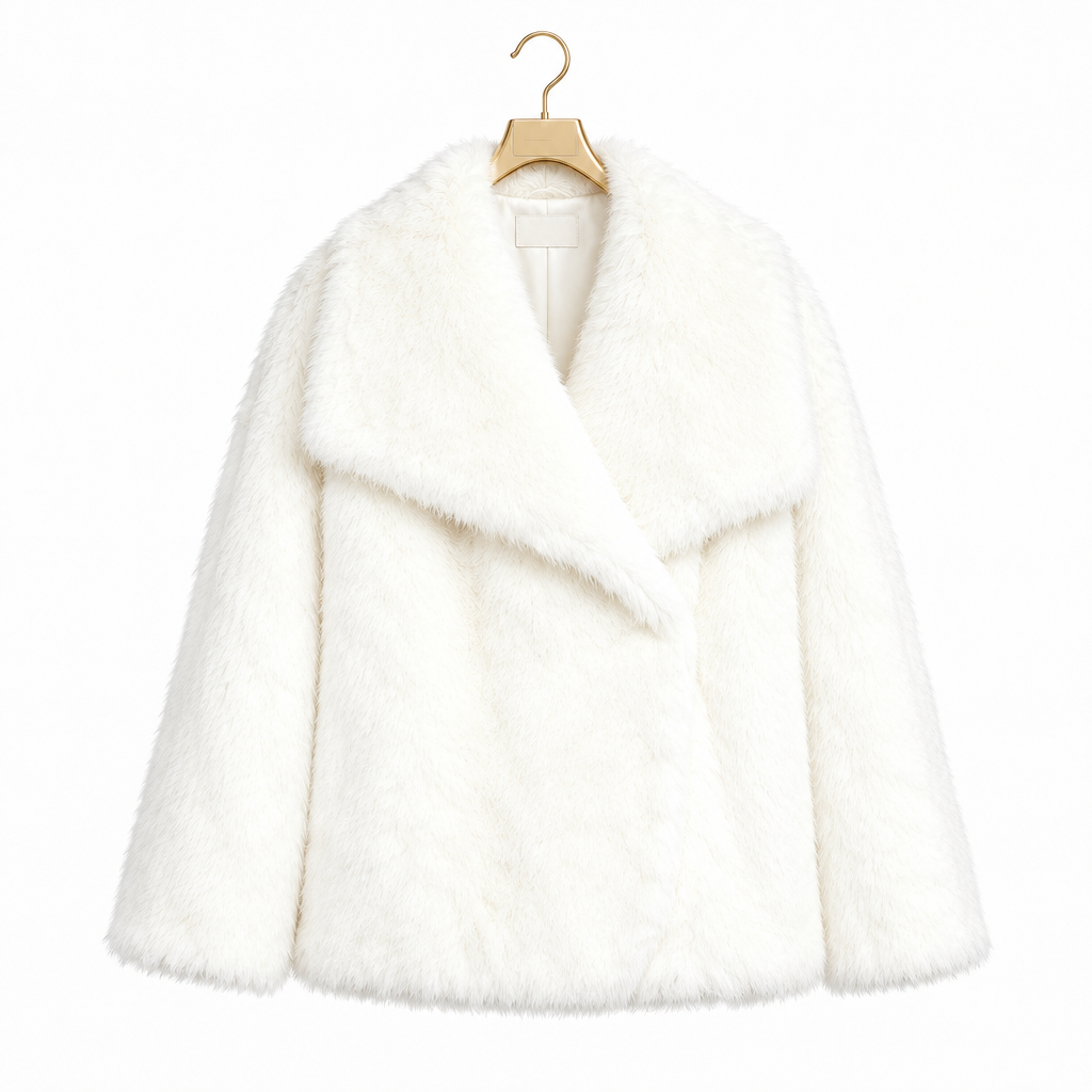 New York Faux Fur Coat on a hanger