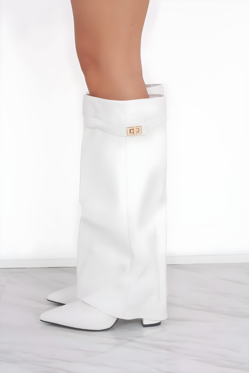 Rome Leather White Boots